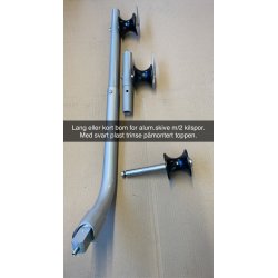 Teinebom kort eller lang m/svart plast trinse for Hobbyfisher E150/P220 m/alum.skive m/2 kilspor.