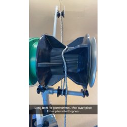 Teinebom kort eller lang m/svart plast trinse for Hobbyfisher E150/P220 m/garntrommel
