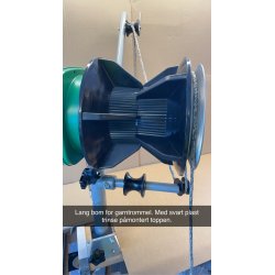 Teinebom kort eller lang m/svart plast trinse for Hobbyfisher E150/P220 m/garntrommel