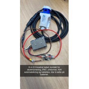 Komplett 6 m, 2,5 kvadrat ledningsett til Profisher, m/omformer 12-24V (28), 20A 560W
