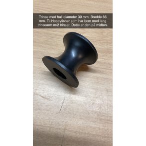 Trinse i plast til Hobbyfisher. Hull 30 mm. Bredde 66mm. Passer til midten p trinsearm m/2 trinser