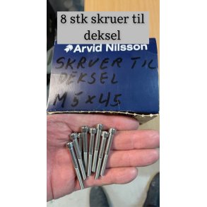 Skruer til deksel, syrefaste, M5x45, 8 stk