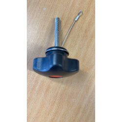 Bolt med handmutter og wire, for festing av garntrommel. M8x76 mm.