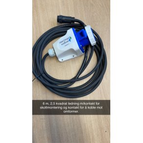 6 m kabel 6 kvadrat til Profisher m/kontakt for skottmontering og kontakt for kobling mot omformer